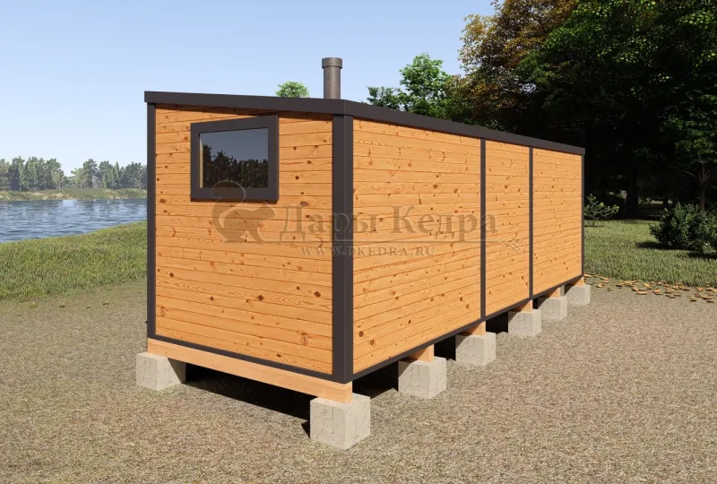 Каркасная баня «Лофт» из кедра 6х2,2 метра (вариант 1)