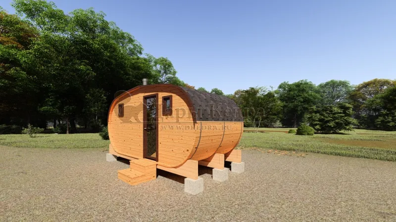 Баня-бочка овальная из кедра 5х2,2 метра